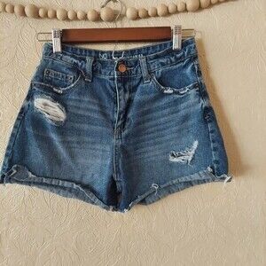 No Boundaries denim cutoff shorts distressed high rise size 1